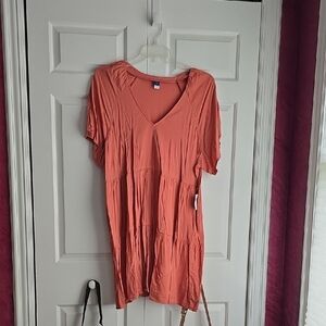 Women's Orange V-Neck Dress
